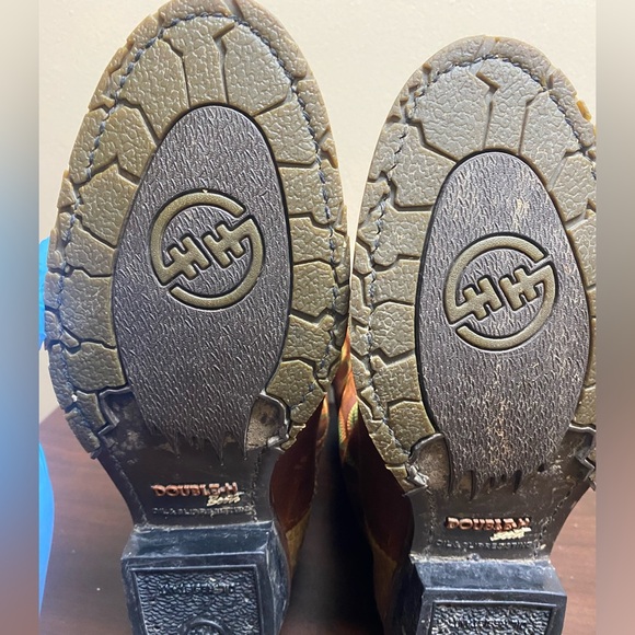 Double H Brown and Tan Western Boots with Green Embroidery. Suze: 9 for men’s main image 7